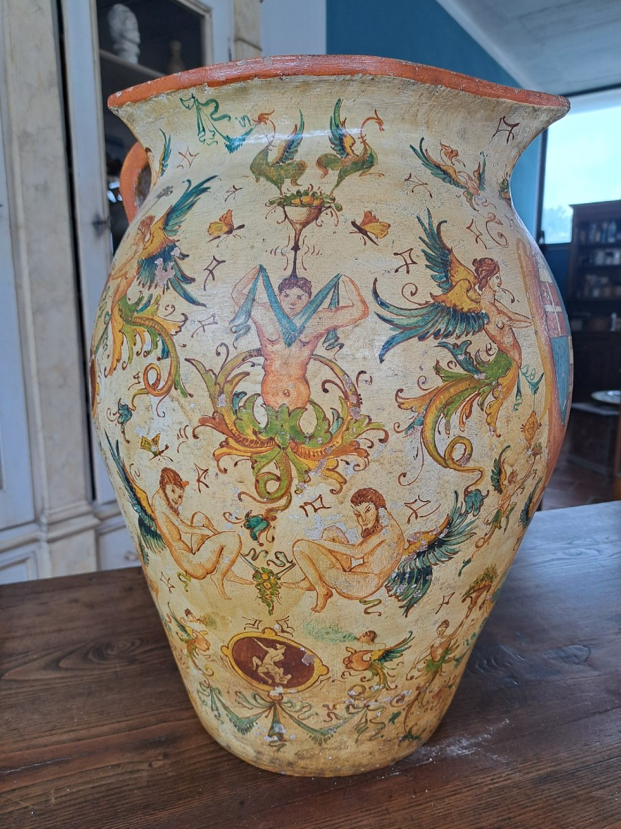 Vaso in terracotta dipinto dell'Ottocento-photo-3