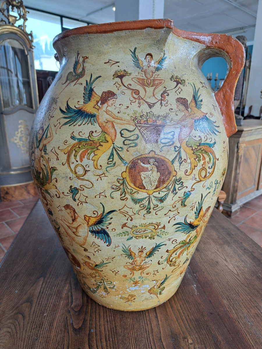 Vaso in terracotta dipinto dell'Ottocento-photo-4