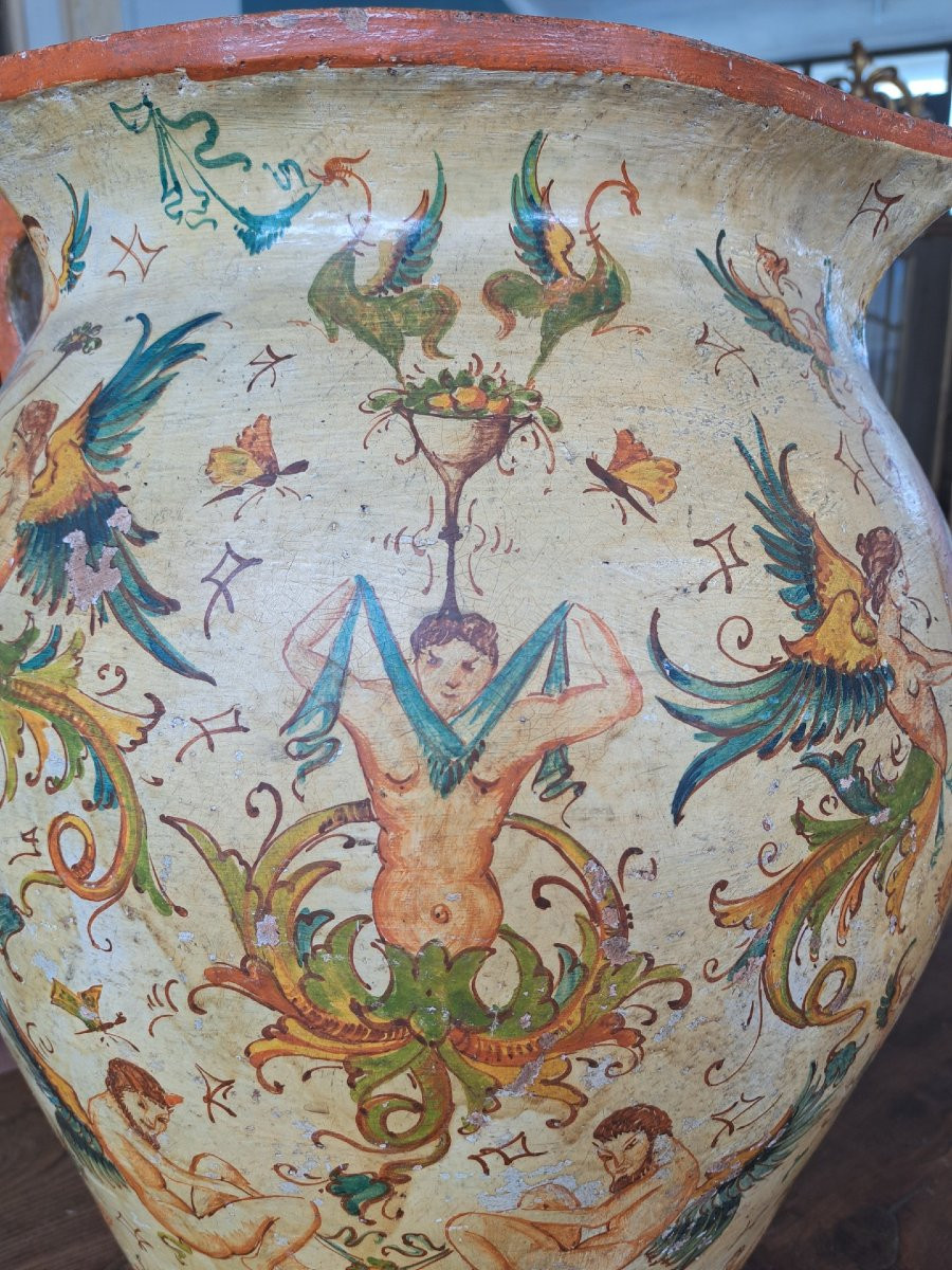 Vaso in terracotta dipinto dell'Ottocento-photo-2