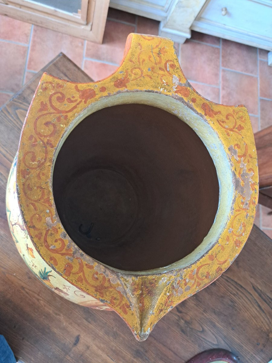 Vaso in terracotta dipinto dell'Ottocento-photo-3