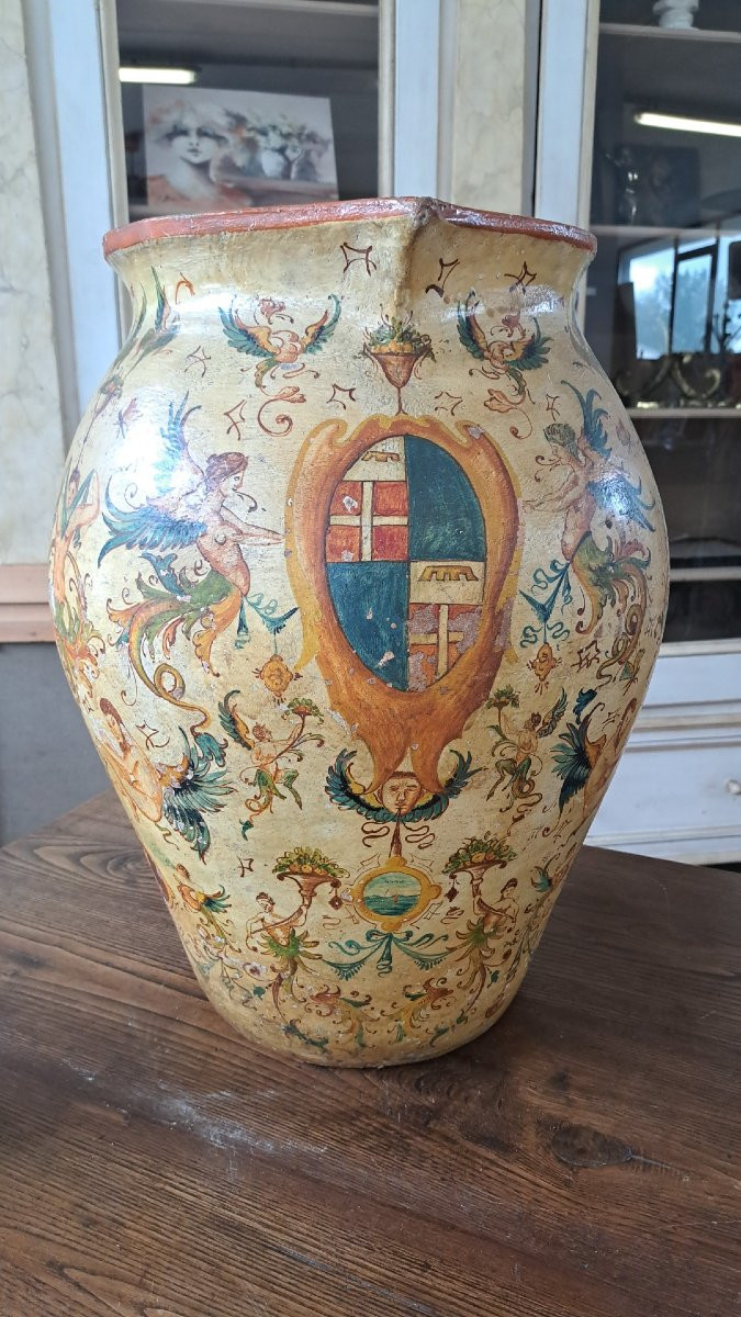 Vaso in terracotta dipinto dell'Ottocento-photo-5