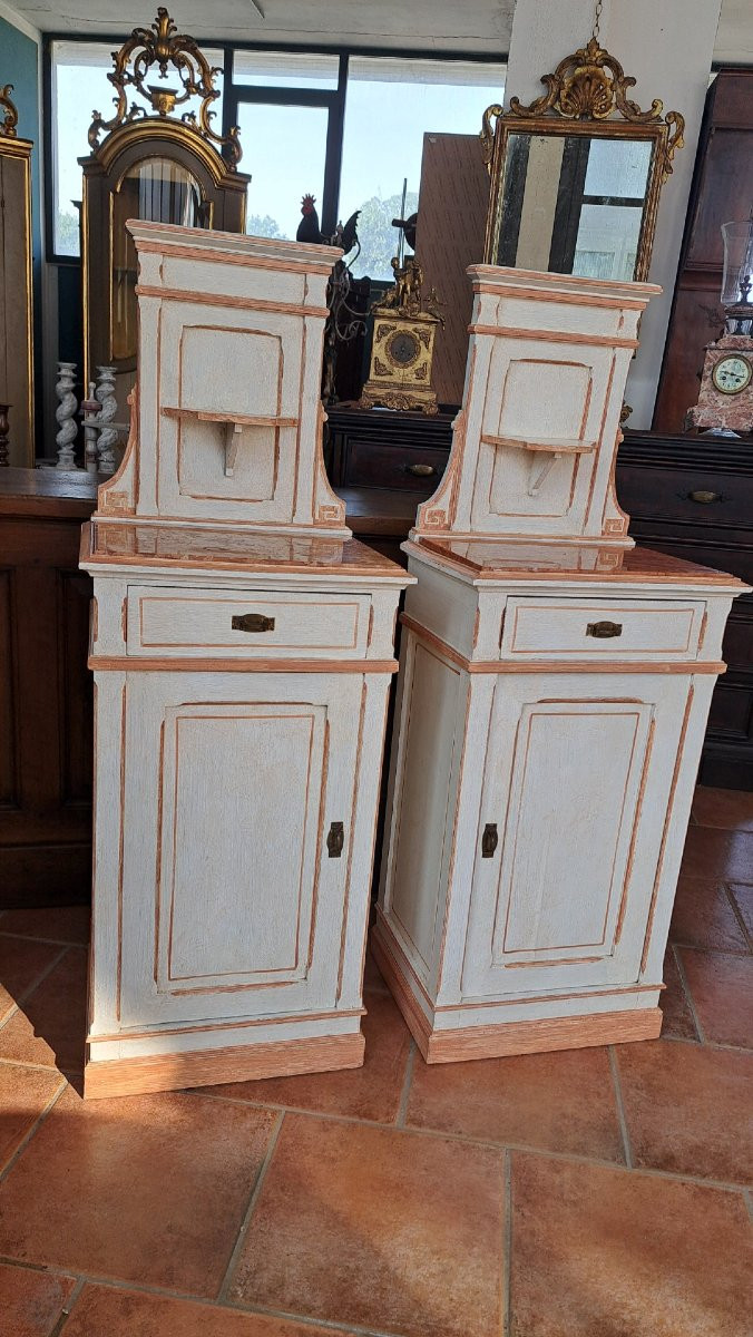 Coppia di comodini dipinti con alzata-photo-6