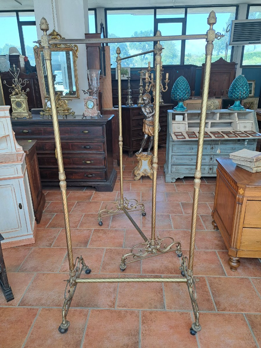 Coppia di porta abiti dell''800 Iin metallo dorato-photo-4