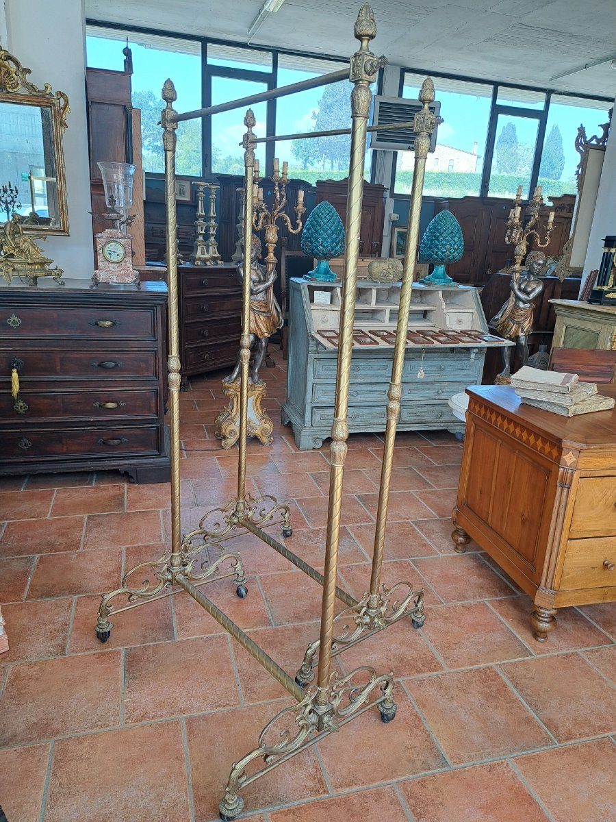 Coppia di porta abiti dell''800 Iin metallo dorato-photo-6