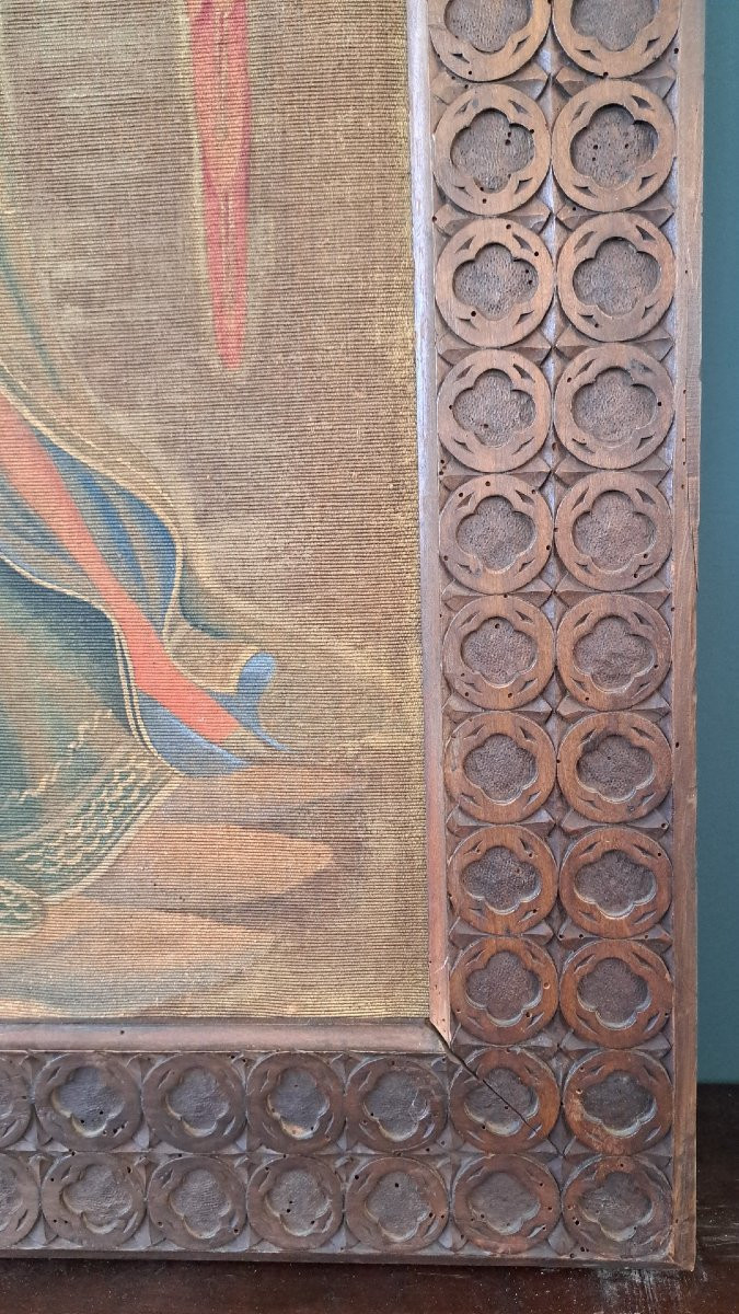 Coppia di succhi d'erba dell' Ottocento con cornice, "Angeli musicanti"-photo-2