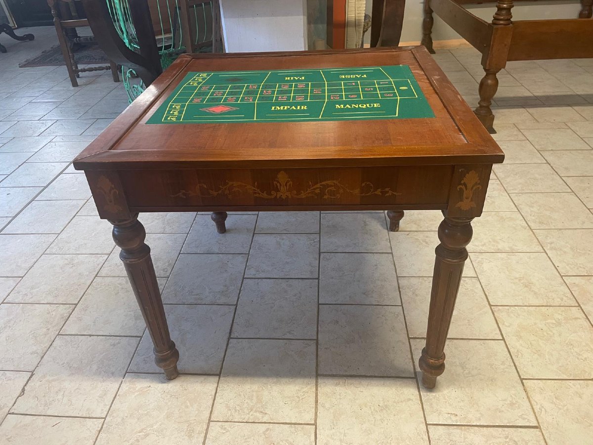  Tavolo da gioco intarsiato con roulette-photo-2
