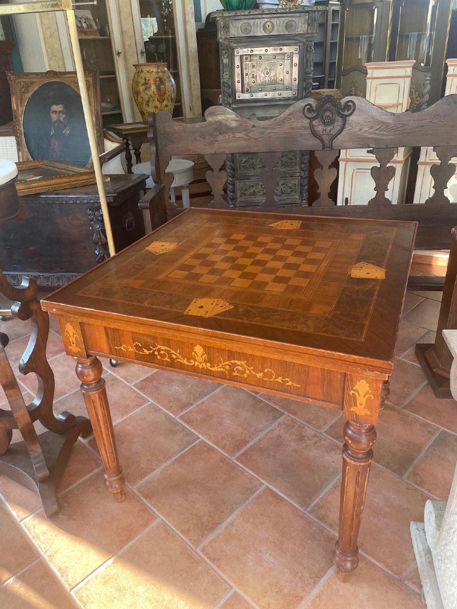  Tavolo da gioco intarsiato con roulette-photo-3