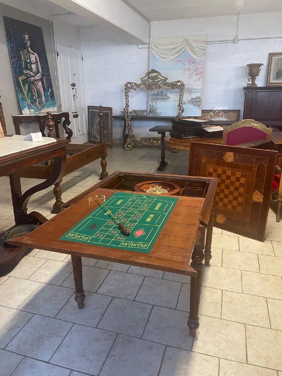  Tavolo da gioco intarsiato con roulette-photo-4
