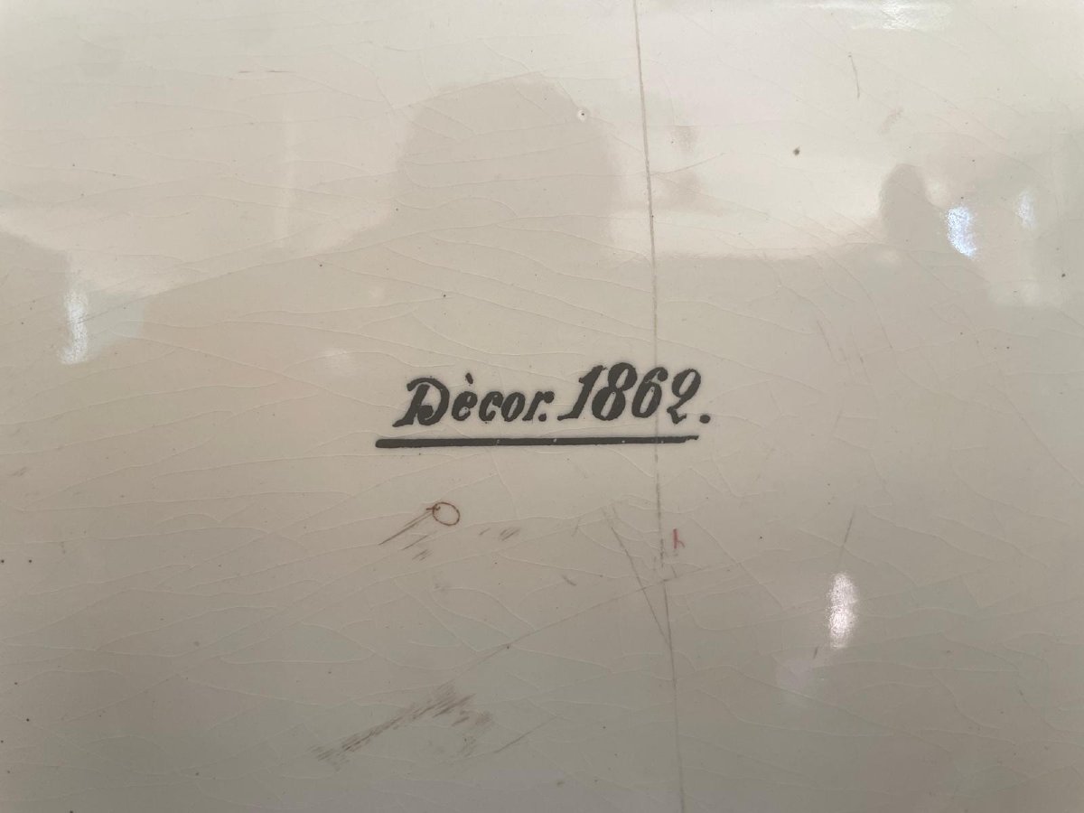 Grande ceramica dipinta, datata 1862-photo-6