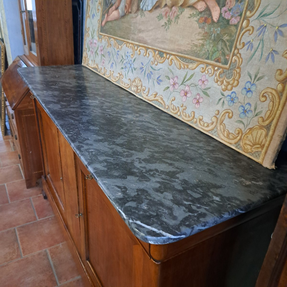 Meravigliosa grande credenza in noce filettata-photo-1