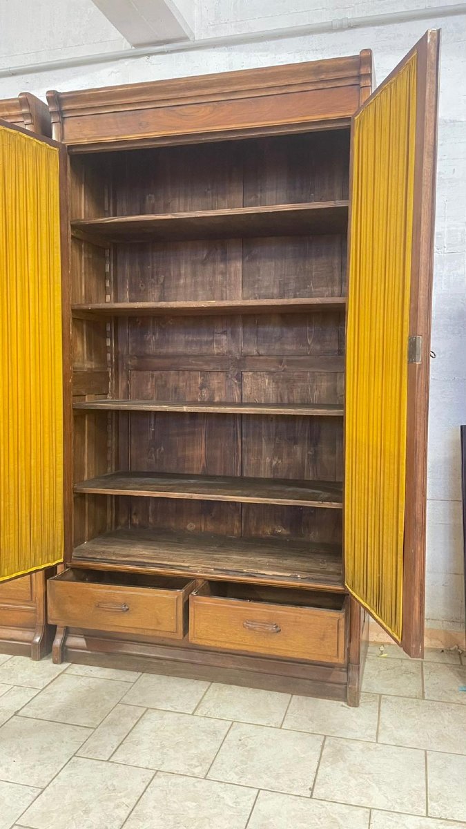 Gruppo di cinque librerie in noce biondo-photo-4