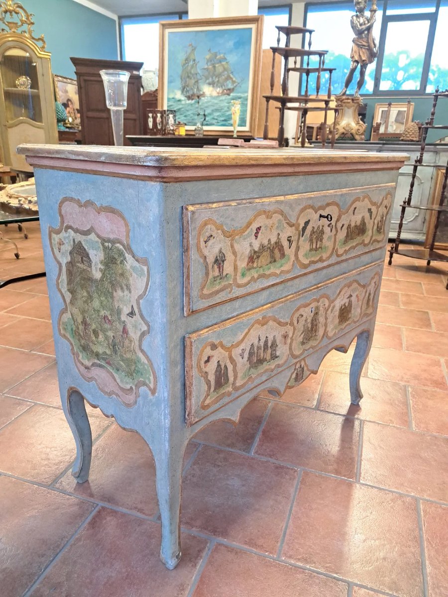 Comò dipinto con applicazioni in papier mâché-photo-3