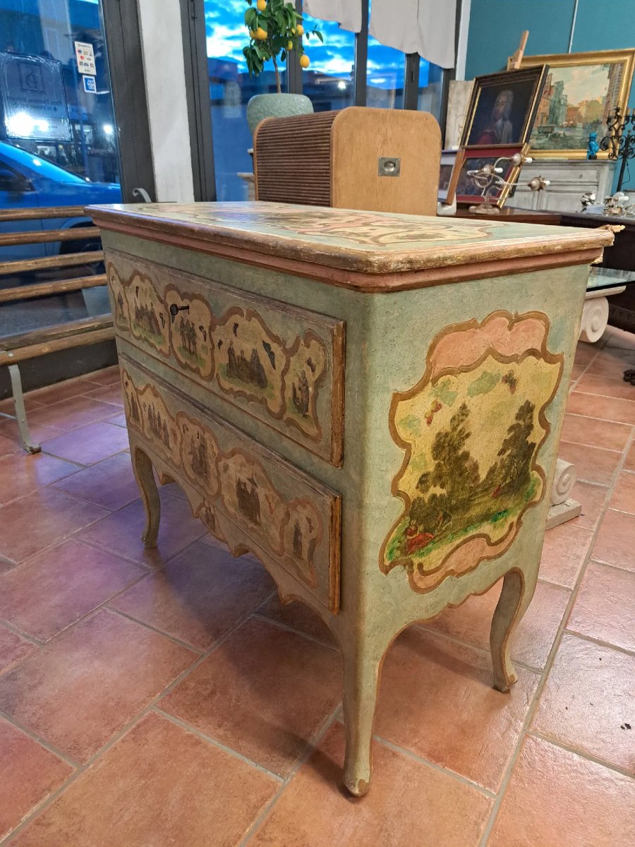 Comò dipinto con applicazioni in papier mâché-photo-2