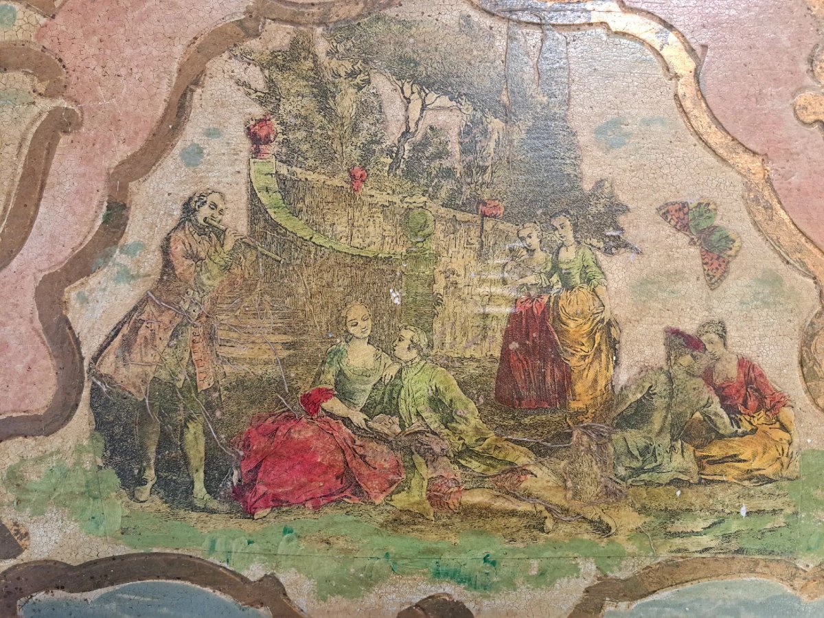 Comò dipinto con applicazioni in papier mâché-photo-4