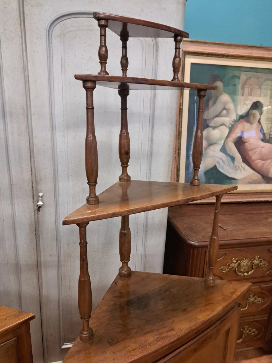 Coppia di angoliere bombate in noce biondo-photo-2