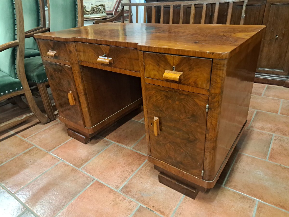 Scrivania in radica di noce-photo-4