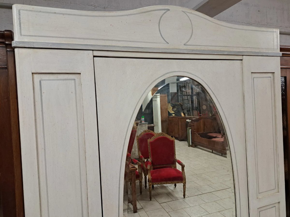 Armadio dipinto con specchio ovale molato-photo-2