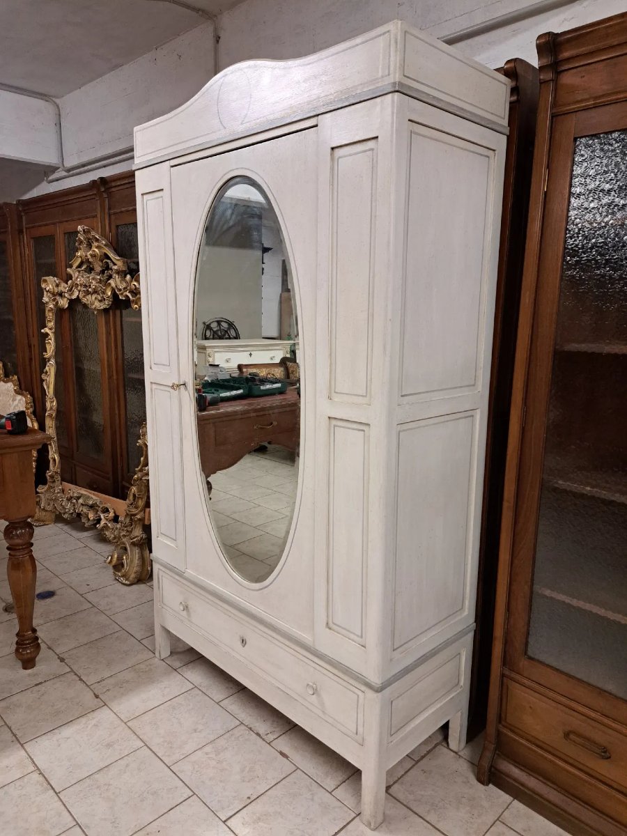 Armadio dipinto con specchio ovale molato-photo-2