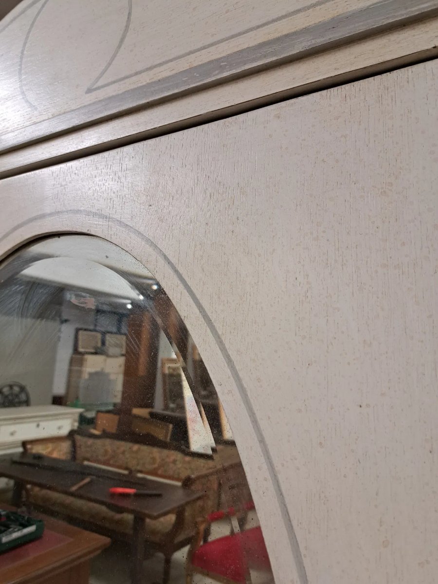 Armadio dipinto con specchio ovale molato-photo-4