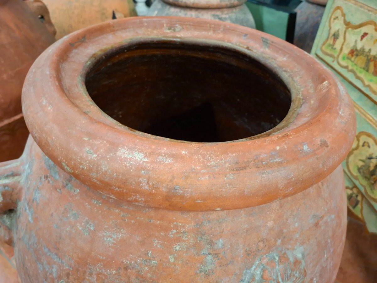 Coppia di orci di terracotta dell'Ottocento, manifattura Montecchio, Toscana-photo-1