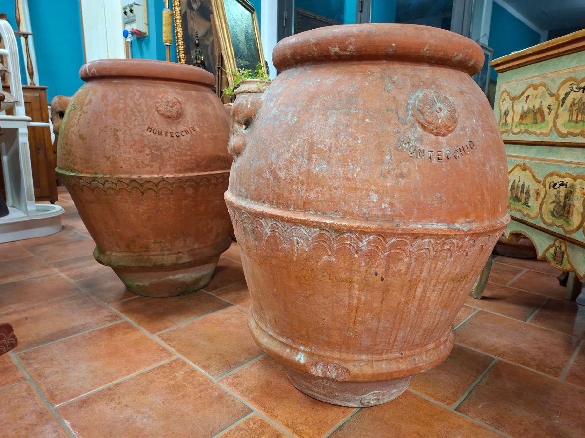 Coppia di orci di terracotta dell'Ottocento, manifattura Montecchio, Toscana-photo-4