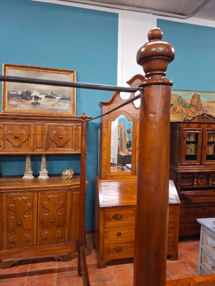 Letto a baldacchino Impero in noce-photo-4