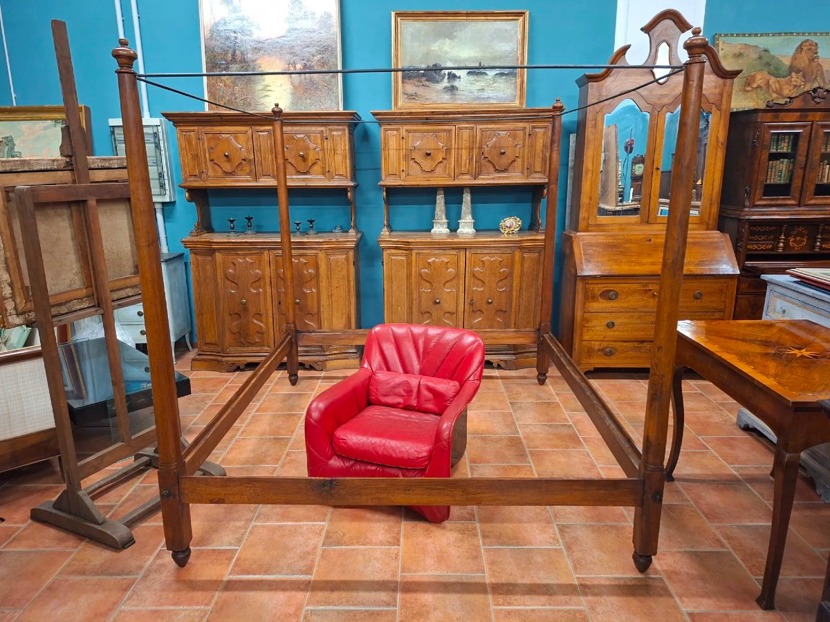 Letto a baldacchino Impero in noce-photo-3
