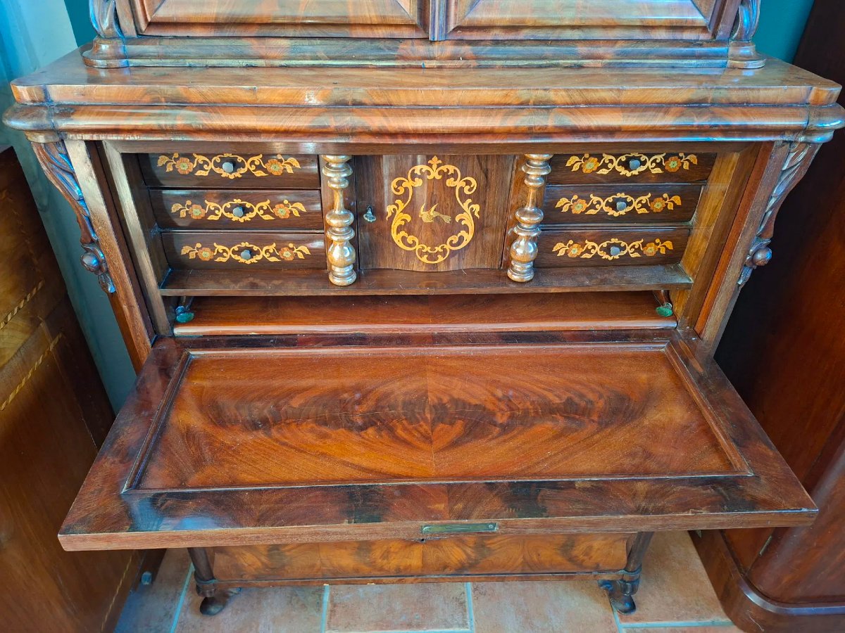 Troumeau olandese dell' Ottocento intarsiato-photo-3