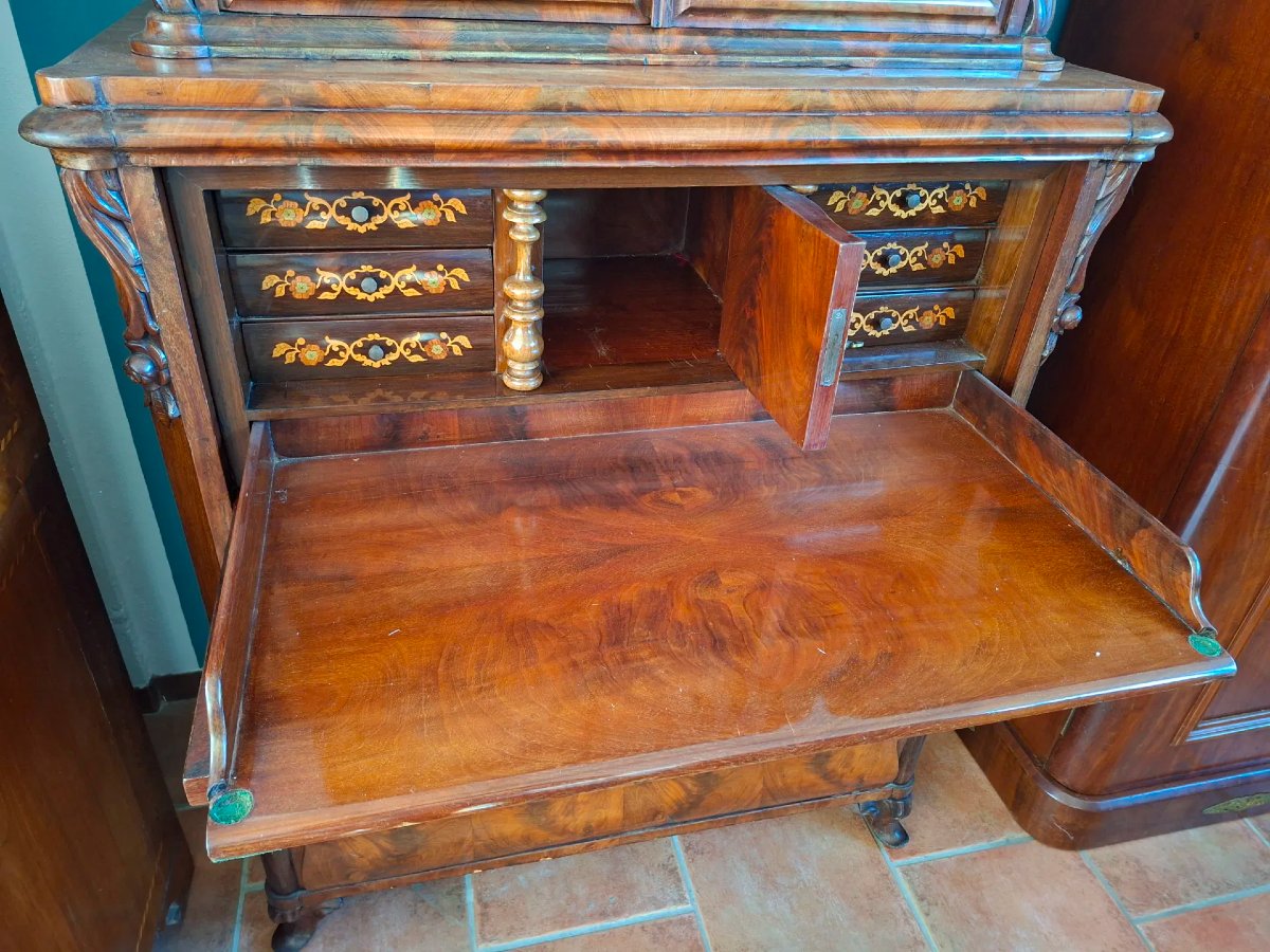 Troumeau olandese dell' Ottocento intarsiato-photo-4