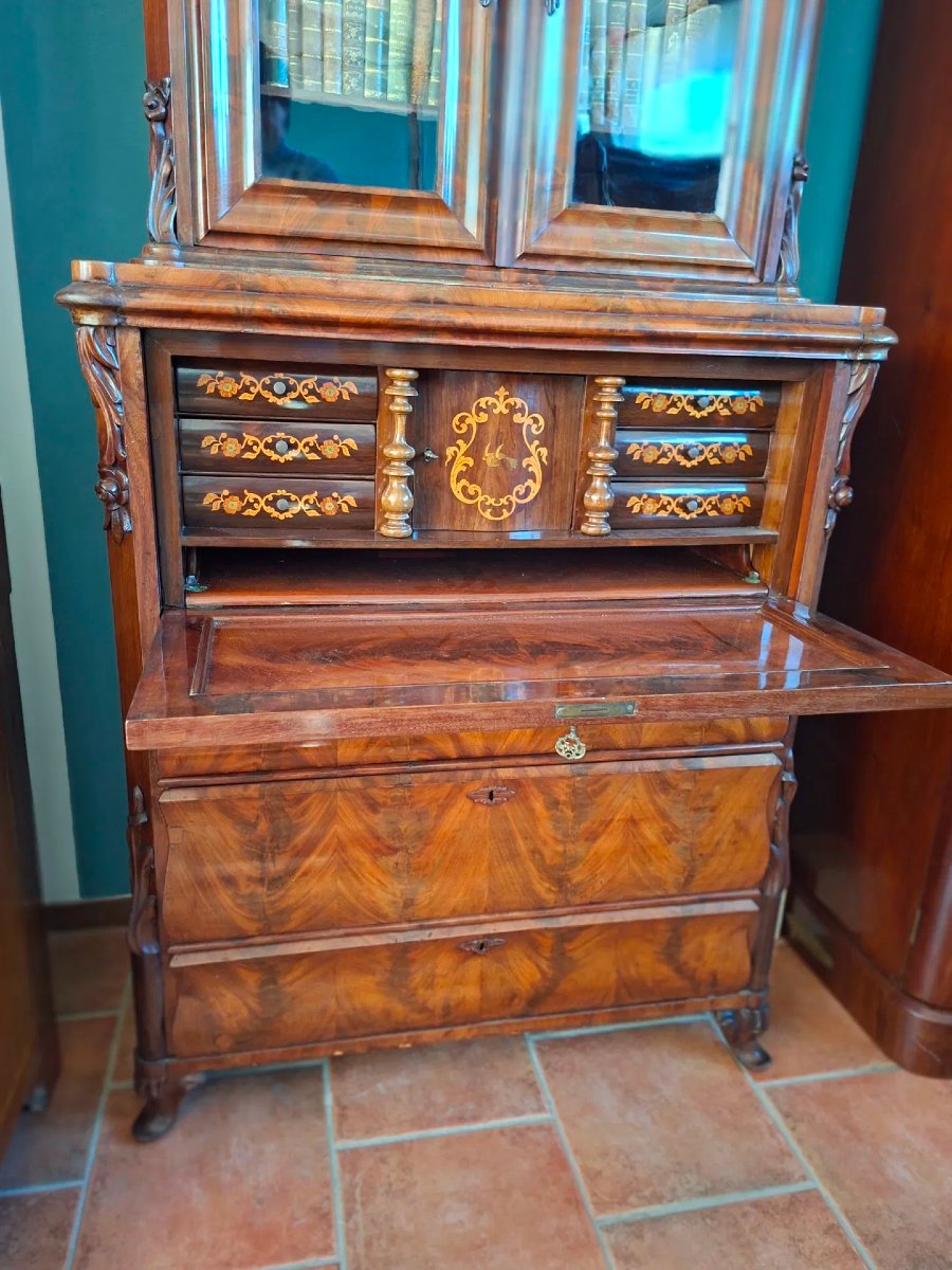 Troumeau olandese dell' Ottocento intarsiato-photo-4