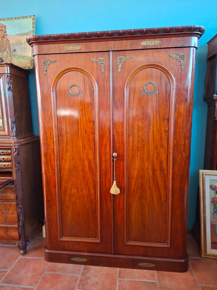 Armadio in piuma di mogano con bronzi-photo-3