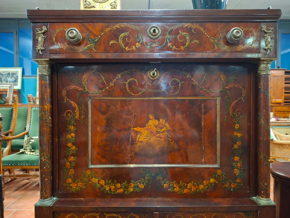 Secretaire neoclassico dipinto-photo-3