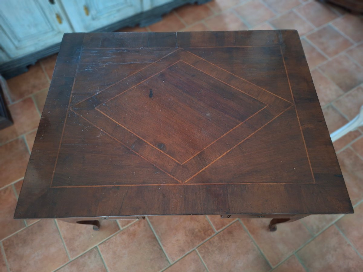 Scrivania da centro in palissandro e noce con segreto-photo-3