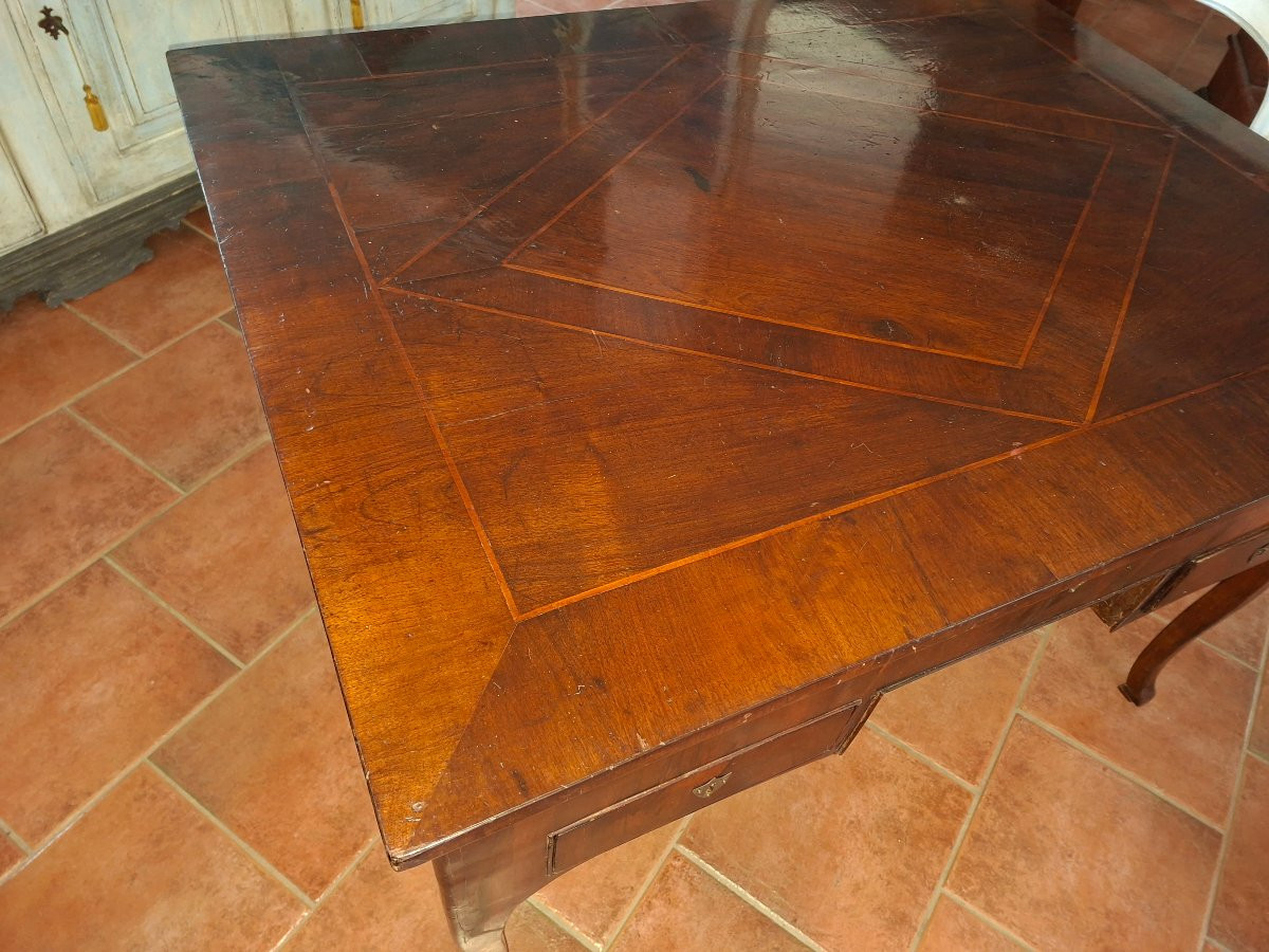 Scrivania da centro in palissandro e noce con segreto-photo-2