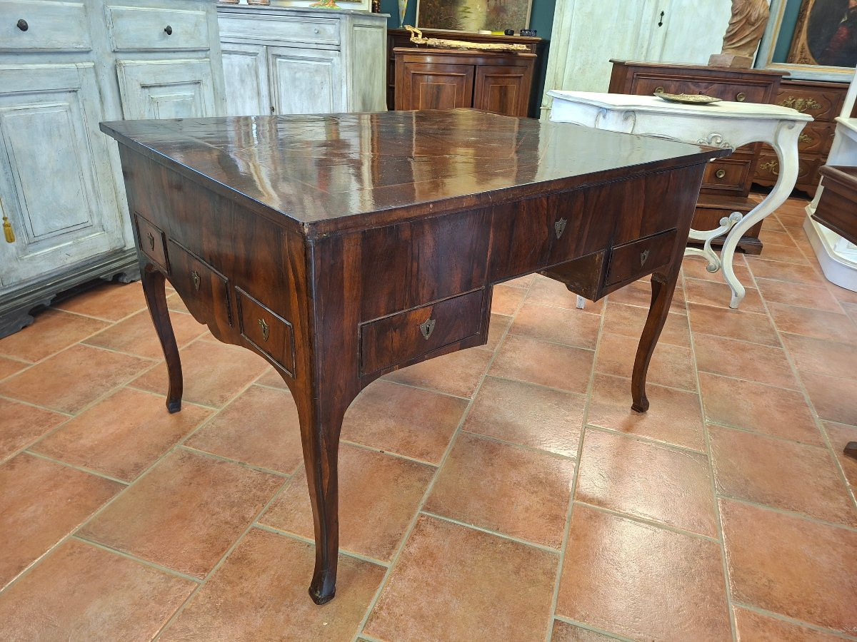 Scrivania da centro in palissandro e noce con segreto-photo-5