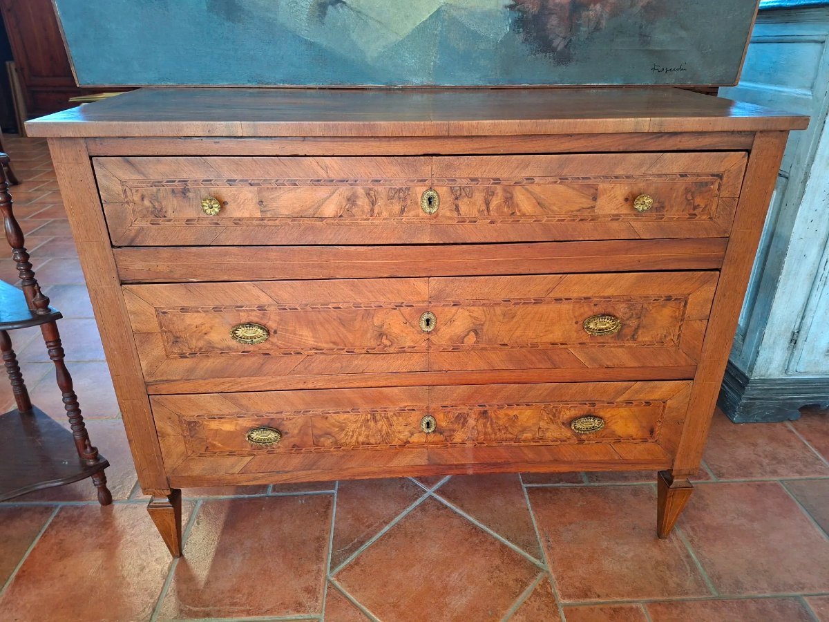 Comò in stile Luigi XVI intarsiato-photo-2