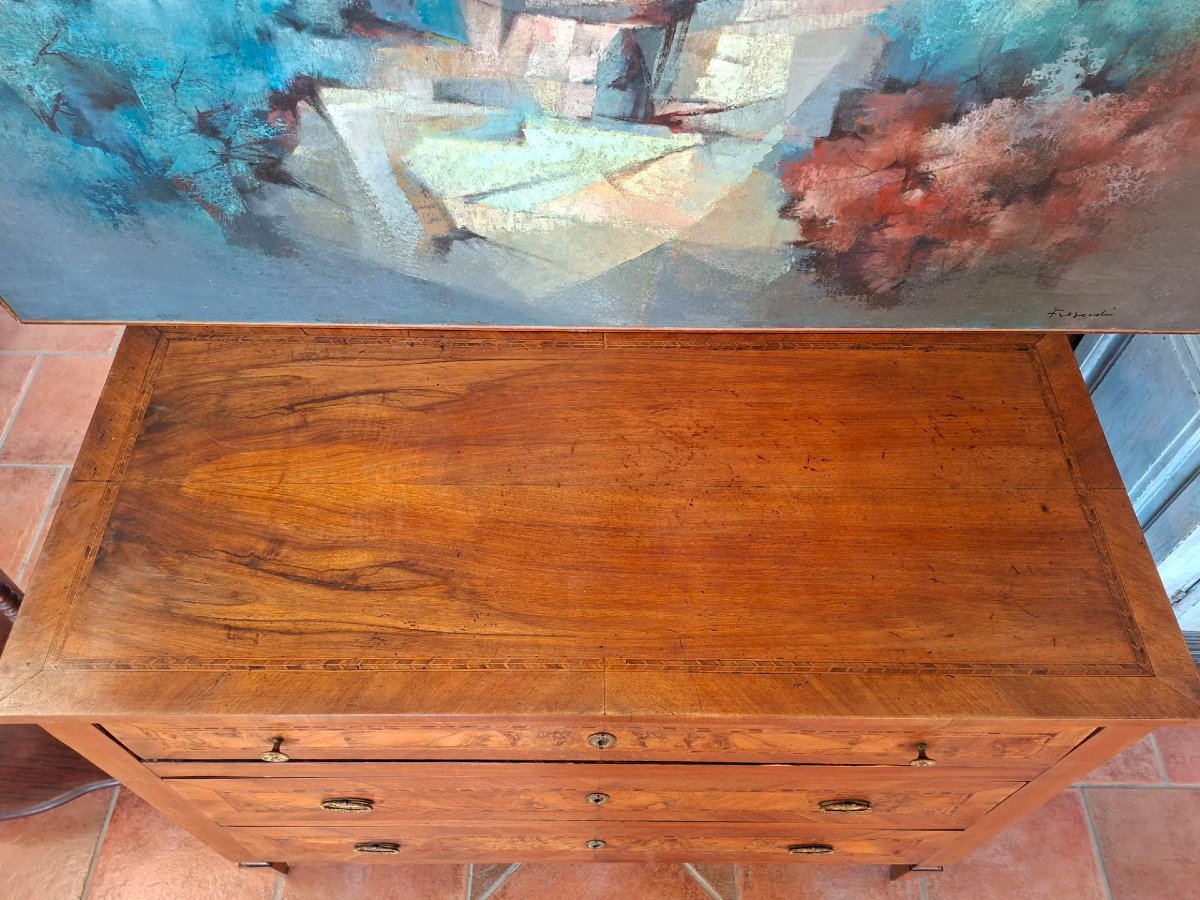 Comò in stile Luigi XVI intarsiato-photo-5