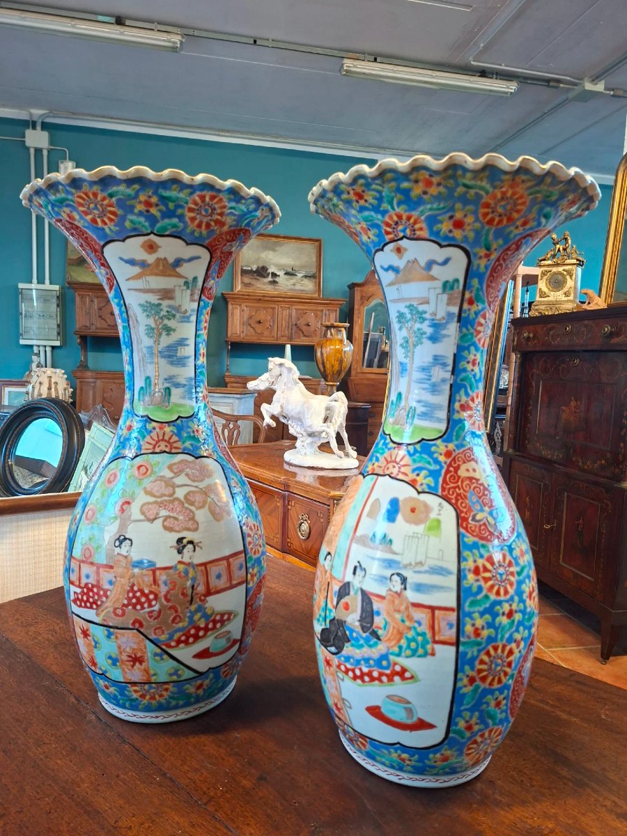 Coppia di vasi giapponese, Kutani, seconda metà dell'Ottocento-photo-2