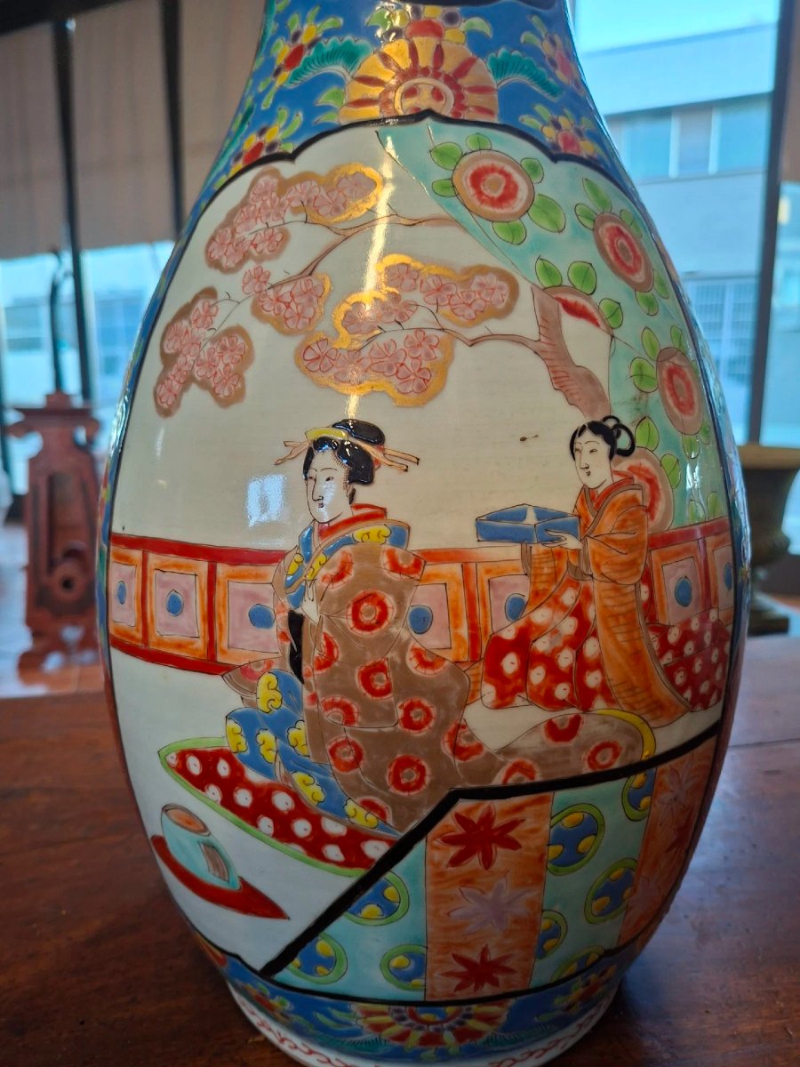 Coppia di vasi giapponese, Kutani, seconda metà dell'Ottocento-photo-1