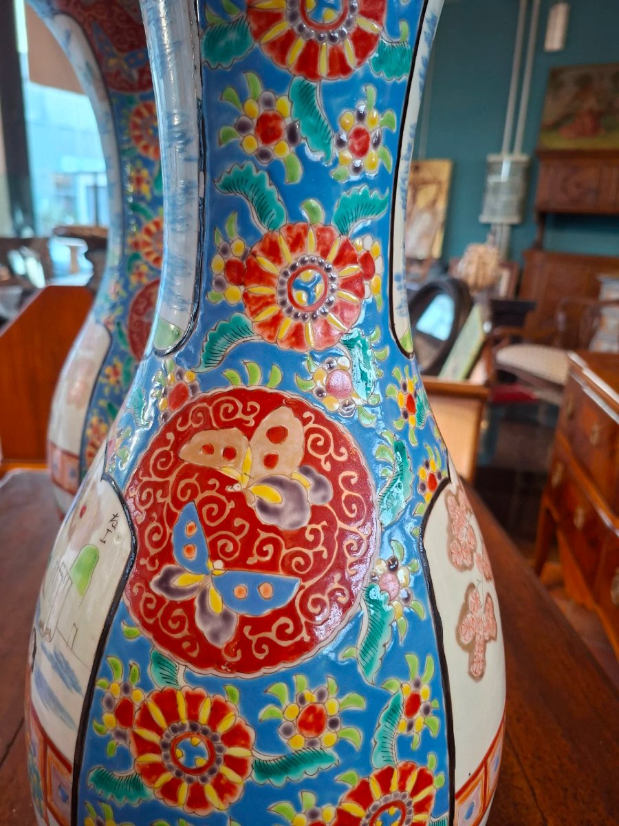 Coppia di vasi giapponese, Kutani, seconda metà dell'Ottocento-photo-4