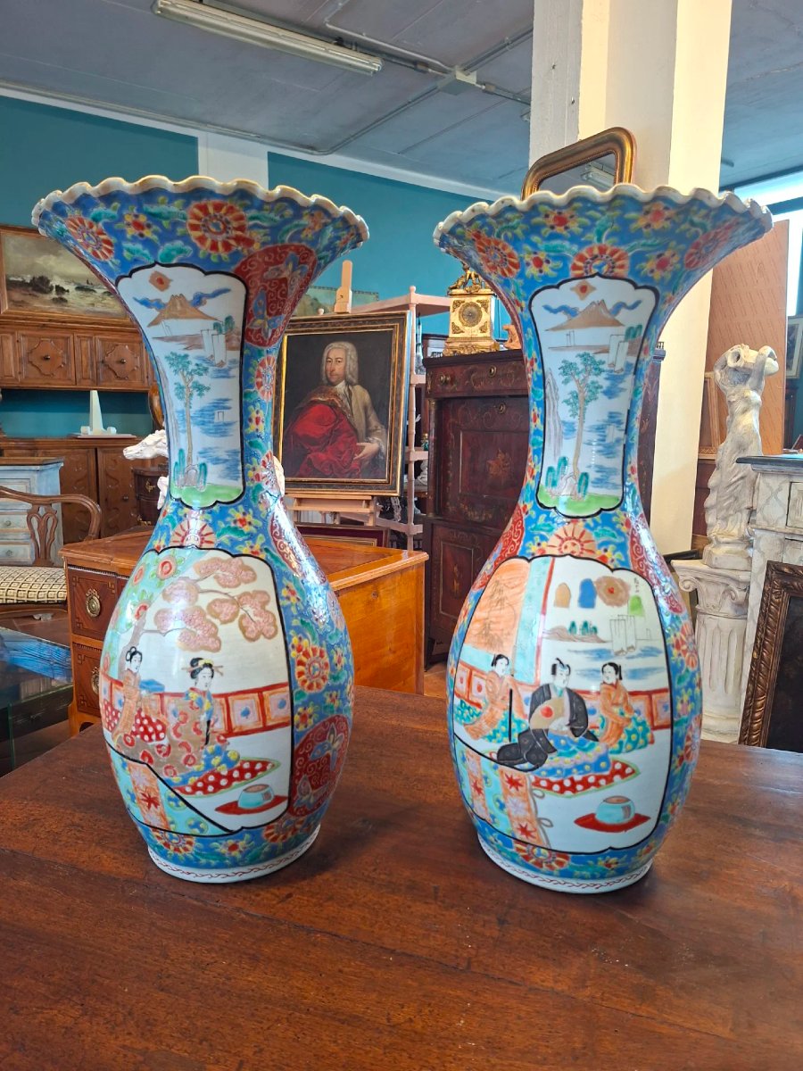 Coppia di vasi giapponese, Kutani, seconda metà dell'Ottocento-photo-5