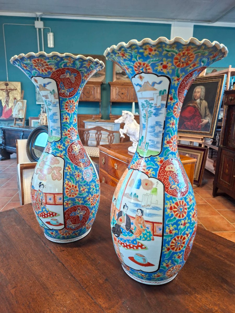 Coppia di vasi giapponese, Kutani, seconda metà dell'Ottocento-photo-6