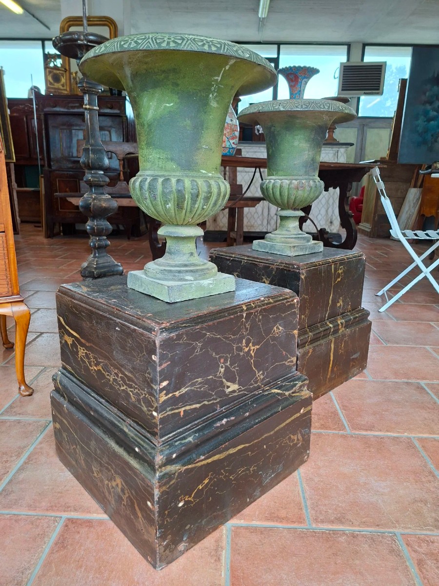  Coppia di basi per sculture in legno dipinto-photo-2