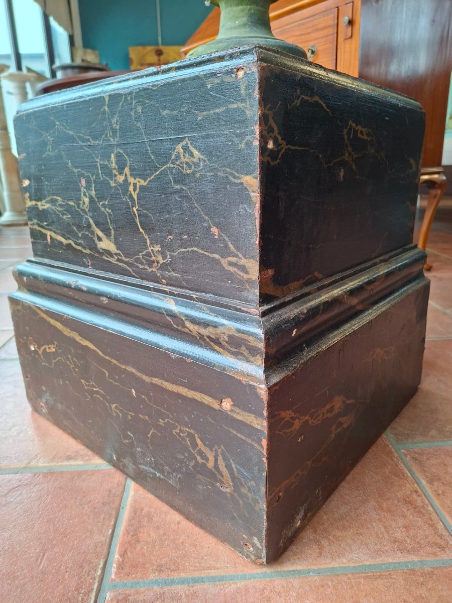  Coppia di basi per sculture in legno dipinto-photo-2