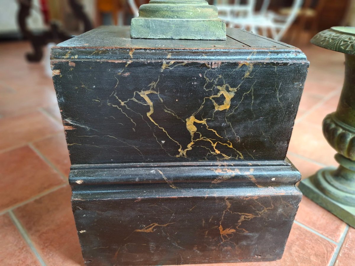  Coppia di basi per sculture in legno dipinto-photo-3