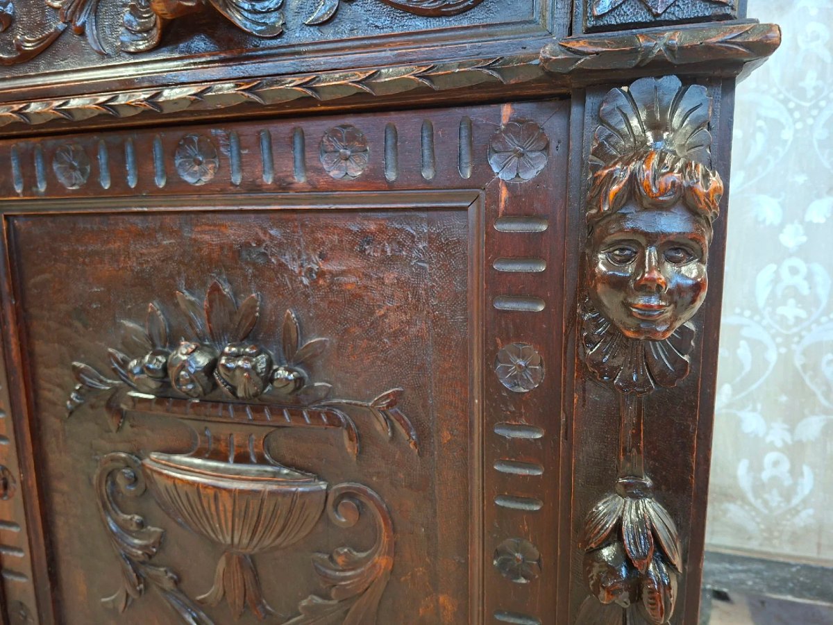 Credenza neorinascimentale in noce-photo-4