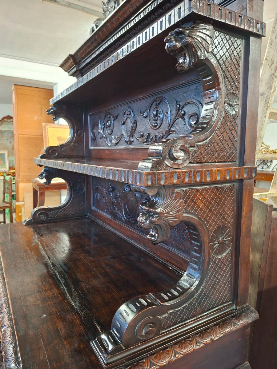 Credenza neorinascimentale in noce-photo-5
