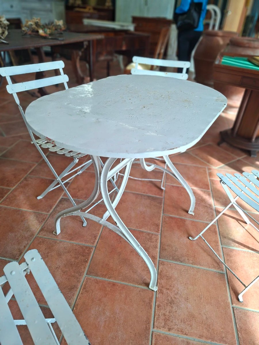 Tavolo in ferro con quattro sedie in ferro-photo-3