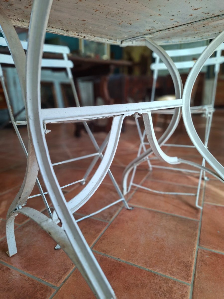 Tavolo in ferro con quattro sedie in ferro-photo-2