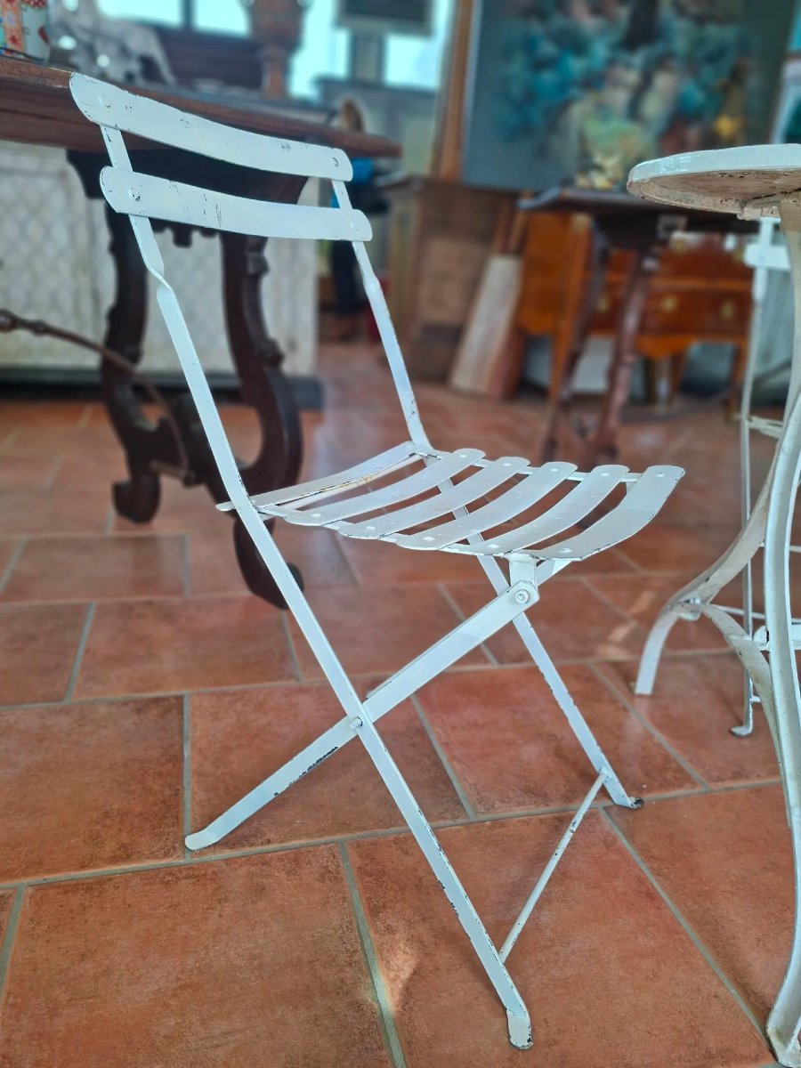 Tavolo in ferro con quattro sedie in ferro-photo-3